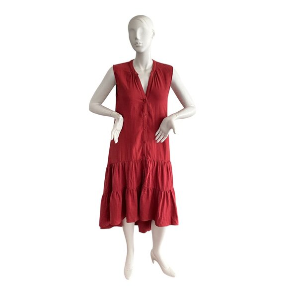 Drew Sleeveless Hi Low Hem Midi Dress In Amber L - Picture 1 of 10